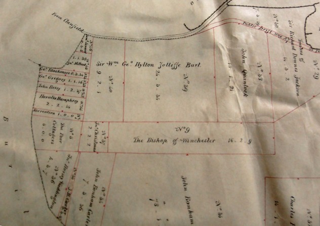 Section showing land retained by the Bishop of Winchester