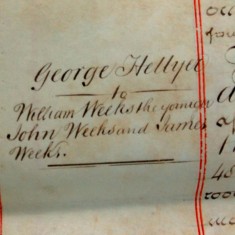 Margin note - Hellyer to William john and James weeks.