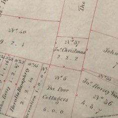 Enclosure map inc Bonham Carter Section of 1845 Enclosure map including field allotted to 'Poor Cottagers'