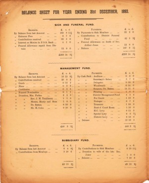 Balance Sheet of 1893 Financial Report