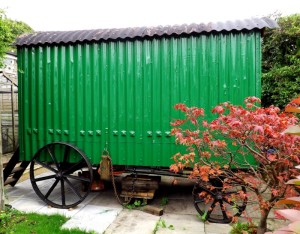 Side view of Shepherds Hut which Jim Cook is restoring