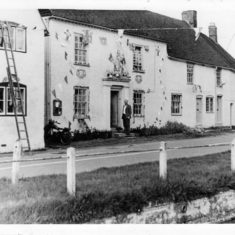 Barnards being docorated with bunting Barnards being docorated with bunting for the Coronation, 1953