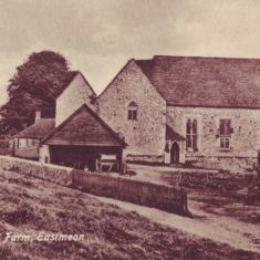 1900s post card of the Hall at The Court House, used as farm buildings.