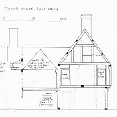 Edward Roberts Elevation from south with notes Edward Roberts' elevation from south with notes