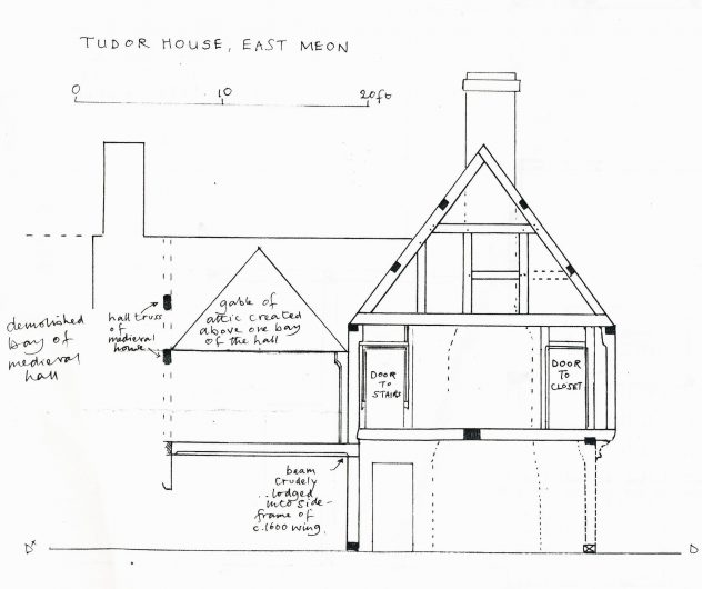 Edward Roberts' elevation from south with notes