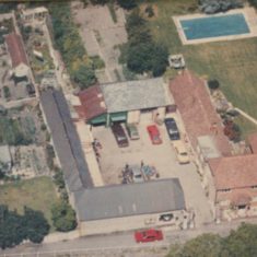 Glenthorne House, right, and the garage area operated by Herbie Goddard, 1950s