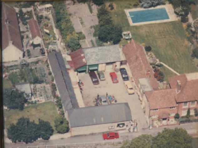 Glenthorne House, right, and the garage area operated by Herbie Goddard, 1950s