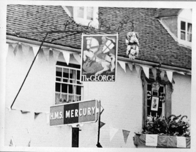George with bunting closeup