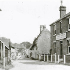 Church Institute with High Street, pre 1910. Cross house and Aburrow's wheelwright workshop on left 