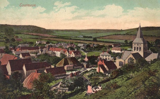 This 1912 postcard shows the farmyard and buildings at Court Farm.
