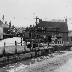 River, Pinks store and war memorial covered in bunting River, Pinks store and war memorial covered in bunting for the Coronation of Elizabeth II in June 1953