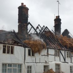 The aftermath  of the second thatch fire at Hockley & Brook Cottages, March 2013. | Michael Blakstad