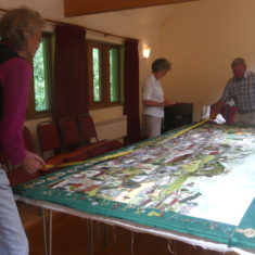 Stretching the canvas on to the oak frame