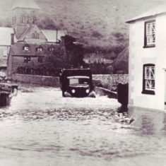 Truck in Church Street in flood Flooding was common in the 1950s.