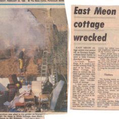 White Cottage Fire photo and article. February 1996, the thatch at The White Cottage caught fire. It was occupied by Commander Ronald Page; villagers helped him evacuate his furniture. | Portsmouth News