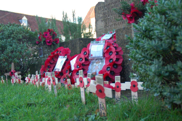 Poppies placed by schoolchildren at the centenary of the Armistice, November 11th 2018. | Michael Blakstad