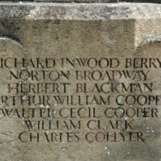 Names of WWI fallen on War Memorial, B - C
