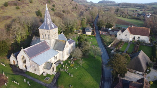 Richard Gaisford took this photo of All Saints church and The Court House using a drone in April 2020.  | Richard Gaisford