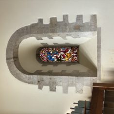All Saints arched wIndow with stained glass (RG) Romanesque window with earth 20th century glass on north wall of nave | Richard Gaisford