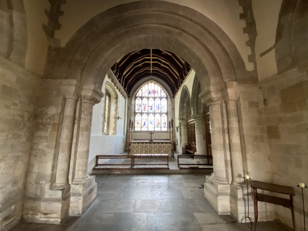 Photographed in April 2020 during the coronavirus lockdown, this shows one of the romanesque arches of the 12th century transept. RG. | Richard Gaisford