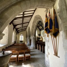 South nave & arches South nave & Early English arches. Colours of HMS Mercury on wall. | Richard Gaisford