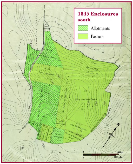 Southern section of Oxenbourne lands enclosed in 1845