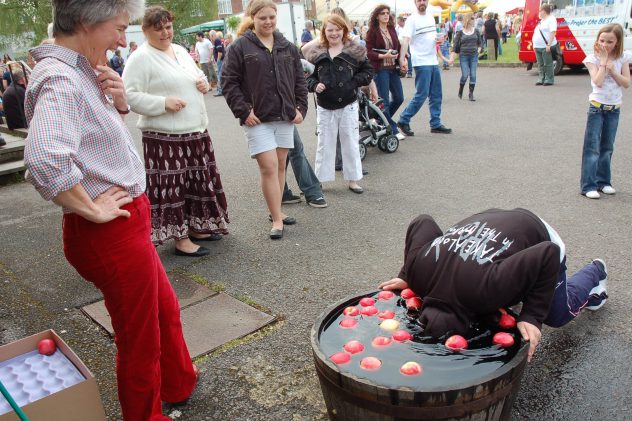 Apple bobbing, supervised by Clare Bartlett