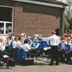 Blendworth Brass Band outside Village Hall, 2001