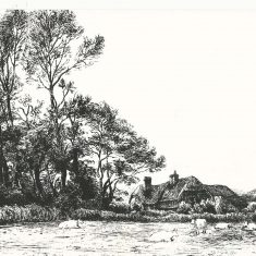 Engraving by Robert Brydon of Lower Farm, 1905