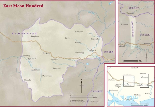 Map showing the Hundred of East Meon at the time of Domesday