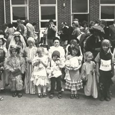 Fancy dress outside Village Hal