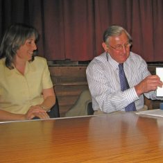 Michael Atkinson as chair of Parish Council with Sarah Cowlrick clerk,