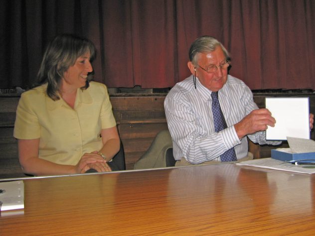 Michael Atkinson as chair of Parish Council with Sarah Cowlrick clerk,