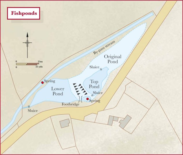Diagram of Fishponds as it might have been in 14th century
