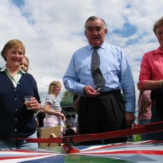 Michael Mates MP at the Spinning Jenny.