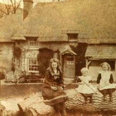 Aburrow girls outside the  butchers shop at Riverside 1930s 