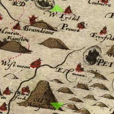 Saxton's map. Detail of Christopher Saxon's map 1575