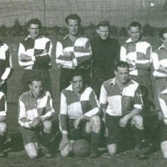 Soccer team, G.Newbury, J.Allan, G.Maw, L Andford, J.Brown, front row: F.Hartlay, R.Wattts