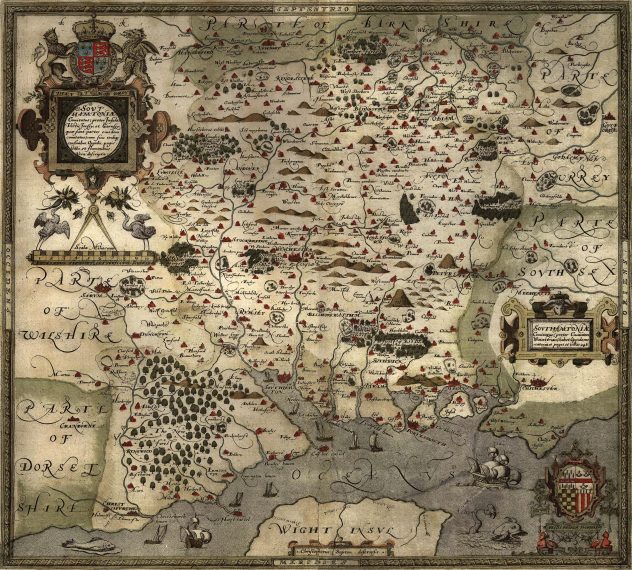 Christopher Saxton map of Hampshire 1575